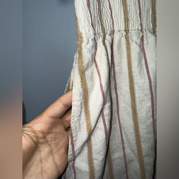 Madewell Linen-Cotton Smocked-Waist Button-Front Midi Skirt Size Small GUC - Picture 5 of 10